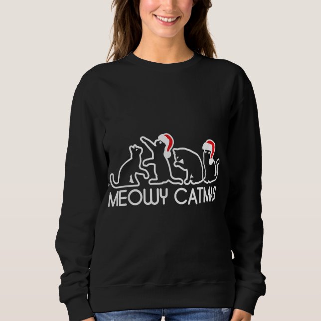Meowy Catmas Cat Lover Julafton T Shirt (Framsida)