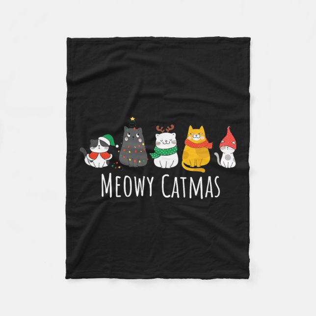 Meowy Catmas Cute Cat Santa Hat jul Kitten X Fleecefilt (Framsidan)
