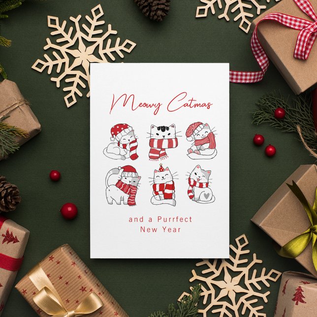 Meowy Catmas Cute Cats jul Julkort (Skapare uppladdad)