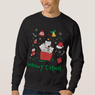 Meowy Catmas Cute julklapp Lover Kattunge Julafton Lång Ärmad Tröja