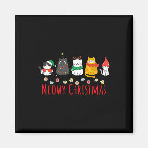 Meowy Catmas Cute Kitten Cat Santa Hat Julafton Ho Magnet