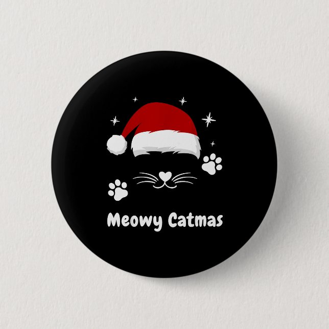 Meowy Catmas Cute Kitten Cats Santa Hat Christmas  Knapp (Framsida)