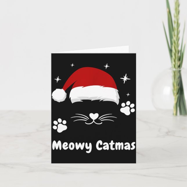 Meowy Catmas Cute Kitten Cats Santa Hat Christmas  Kort (Framsida)