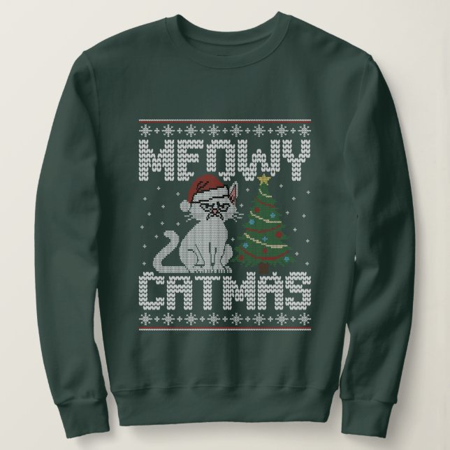 Meowy Catmas - Fulstendig Jul-Tomte-Katt  T Shirt (Design framsida)