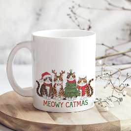 Meowy Catmas Funny Christmas Cats Holiday Gift Kaffemugg