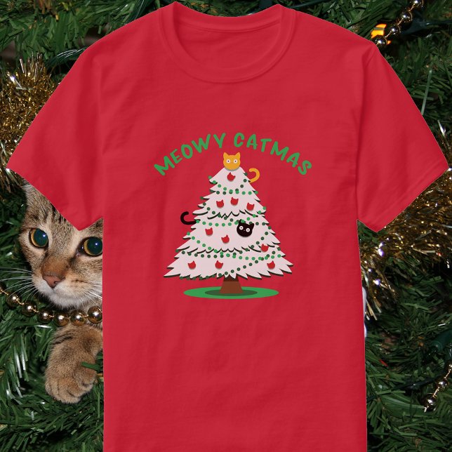 Meowy Catmas | Funny Christmas Tree Cats T Shirt (Skapare uppladdad)