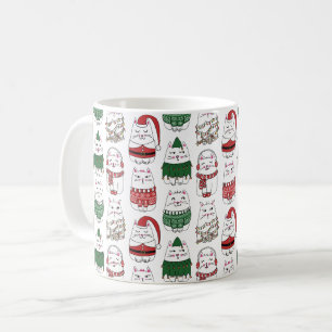 Meowy Catmas Funny och Cute X-mas Cat Kaffemugg