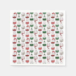 Meowy Catmas Funny och Cute X-mas Cat Pappersservett