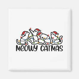 Meowy Catmas Funny Santa Cats Julafton Season Magnet