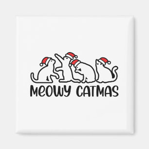 Meowy Catmas Funny Santa Cats Julafton Season Magnet