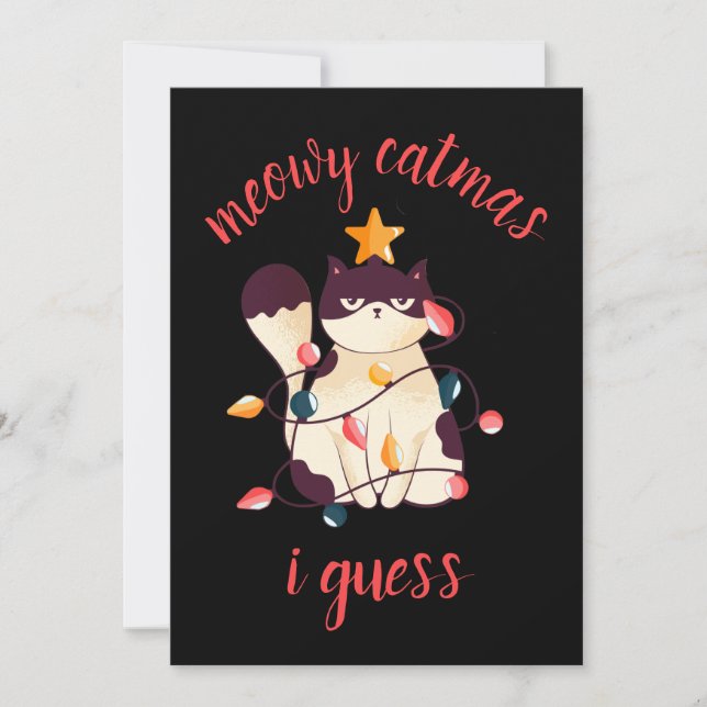 Meowy Catmas Funny Sarkastic Cat Lover-jul Julkort (Framsida)