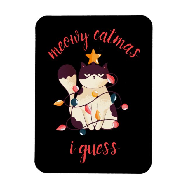 Meowy Catmas Funny Sarkastic Cat Lover-jul Magnet (Vertikal)