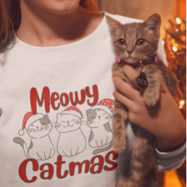 Meowy Catmas, God jul-katter T Shirt