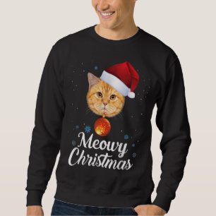 Meowy Catmas God jul Ugly Sweater Cat Lång Ärmad Tröja