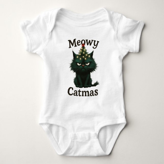 Meowy Catmas Grinig katt T Shirt (Framsida)
