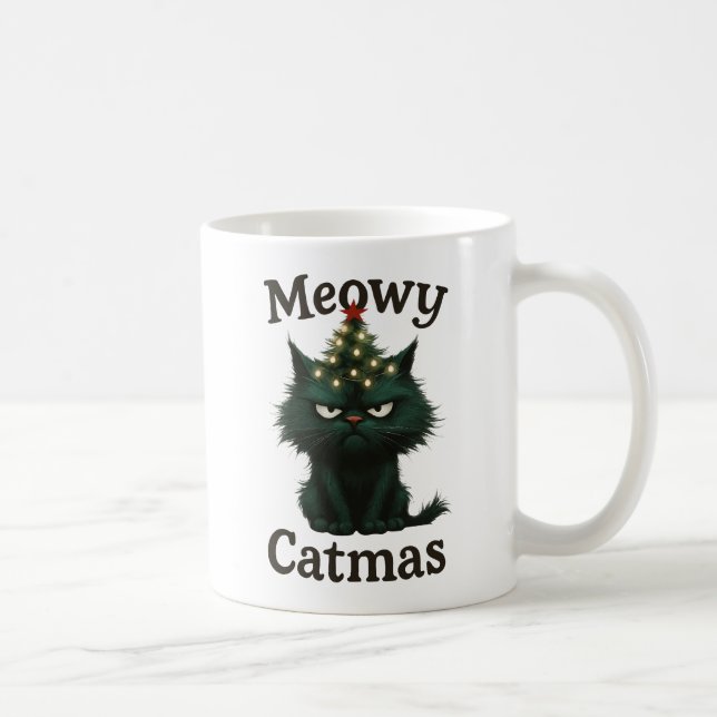 Meowy Catmas Grumpy katt Kaffemugg (Höger)