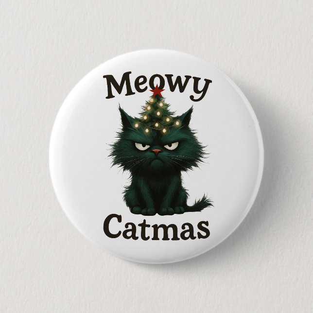 Meowy Catmas Grumpy katt Knapp (Framsida)