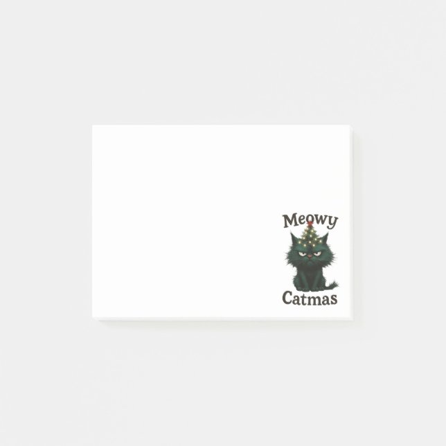 Meowy Catmas Grumpy katt Post-it Block (Framsida)