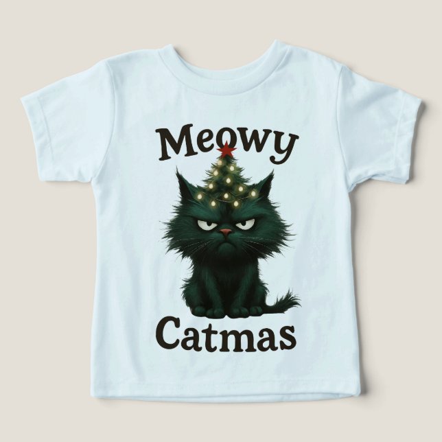 Meowy Catmas Grumpy katt T Shirt (Design Framsida)