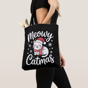Meowy Catmas Jul Katt Jultomte Hatt Skärp Xmas Tygkasse