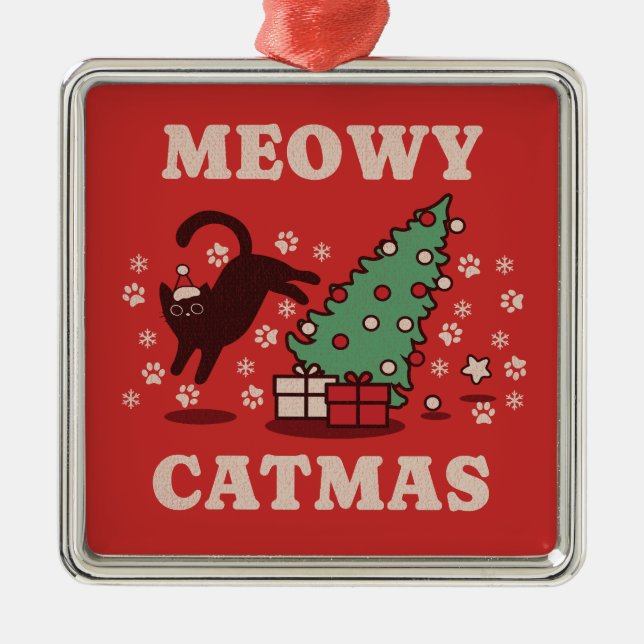Meowy Catmas Julgransprydnad Metall (Framsidan)