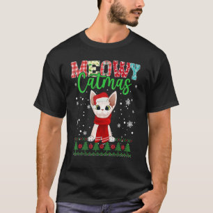 Meowy Catmas julklapp Santa Scarf Ugly T Shirt