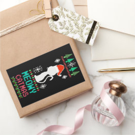 Meowy Catmas jultomten Cat Ugly Sweater Rektangulärt Klistermärke