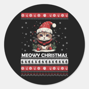 Meowy Catmas Kat Santa Kitten Julafton Ugly Runt Klistermärke
