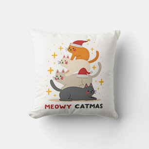 Meowy Catmas Katt Jul Gran Xmas (2) Kudde