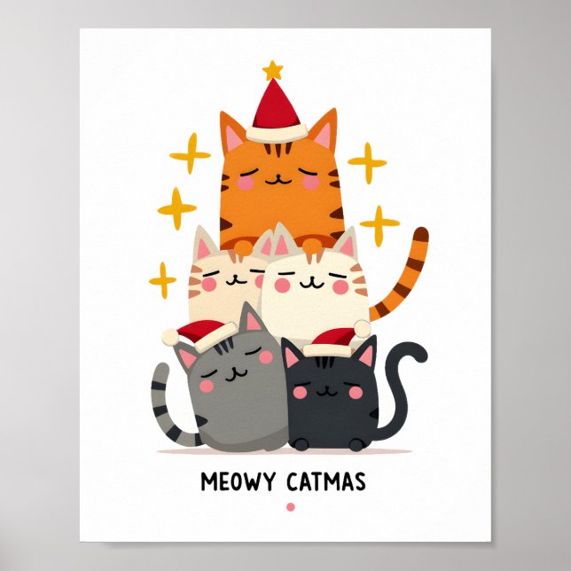 Meowy Catmas Katt Jul Gran Xmas (3) Poster (Framsidan)