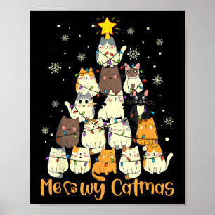 Meowy Catmas Katt Jul Gran Xmas Tjejer Pojkar Fu Poster
