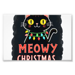 Meowy Catmas Katt Jul Söt Kattunge Katter Tomte Fototryck