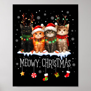 Meowy Catmas Katt Jul Söt Kattunge Katter Tomte Poster