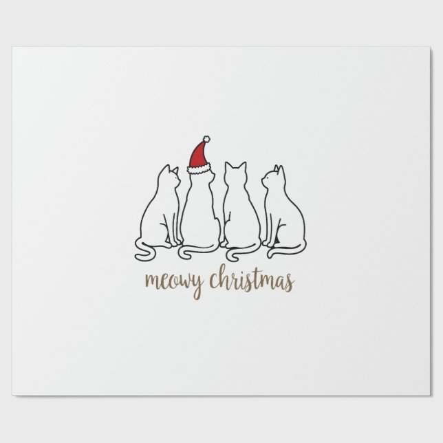 Meowy Catmas Katt Jul Söt Kattunge Katter Tomte  Presentpapper (Platt)