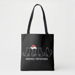 Meowy Catmas Katt Jul Söt Kattunge Katter Tomte  Tygkasse