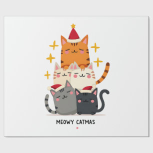 Meowy Catmas Katt Jul Träd Xmas (3) Presentpapper