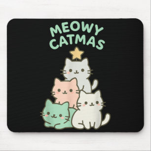 Meowy Catmas Katt Julgran Söt Kattunge Xmas K Musmatta