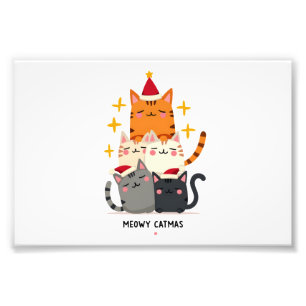 Meowy Catmas Katt Julgran Xmas (3) Fototryck