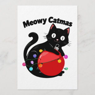 Meowy Catmas - Katt med juldekoration Inbjudningar