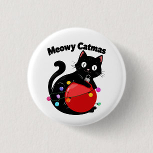 Meowy Catmas - Katt med juldekoration Knapp