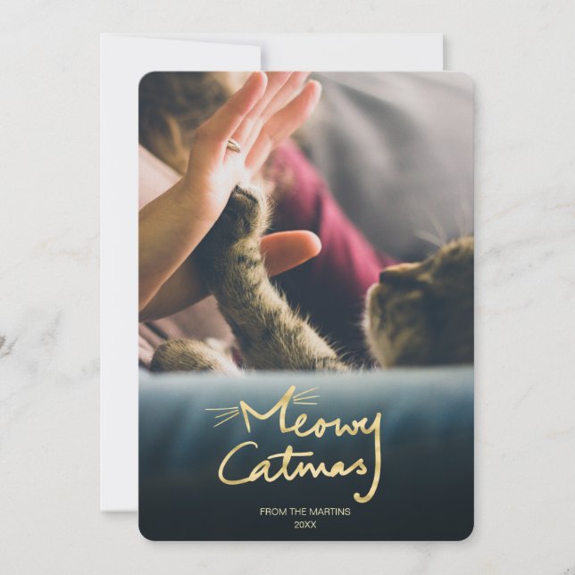 Meowy Catmas | Lustigt julfotkort Julkort (Framsida)