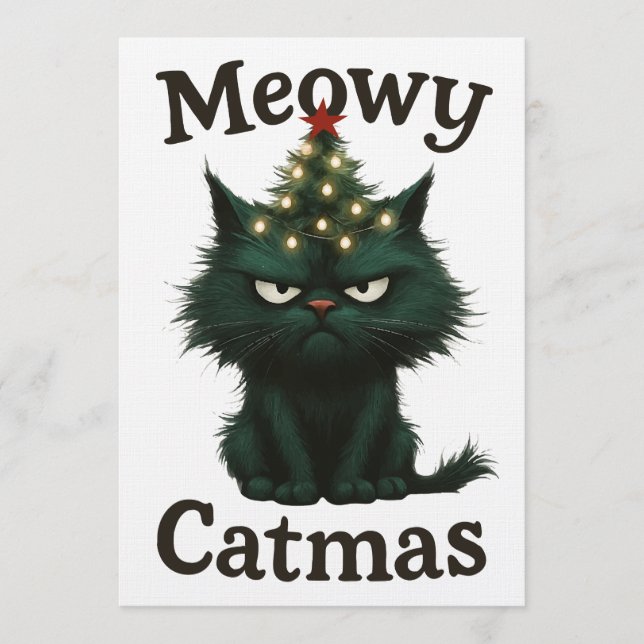 Meowy Catmas Moody cat Inbjudningar (Framsida)