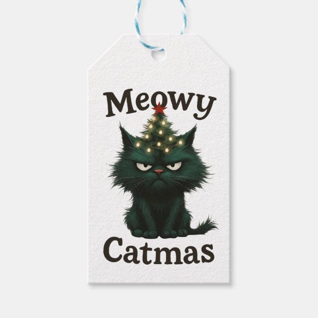 Meowy Catmas Moody cat Presentetikett (Framsidan)