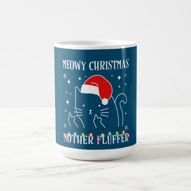 Meowy Catmas Mor Fluffer Funny Kat-jul Kaffemugg (Center)
