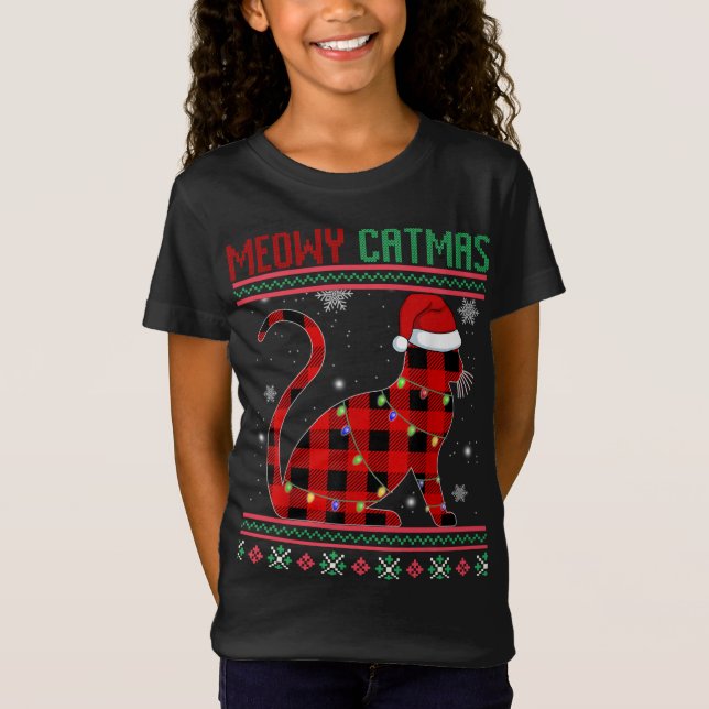 Meowy Catmas Play Cat Kitten Älskare Ugly jul T Shirt (Framsida)