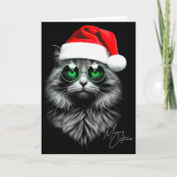 Meowy Catmas Rolig Cool Xmas Katt Jul Santa Hatt G