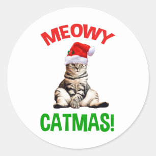 Meowy Catmas! Runt Klistermärke
