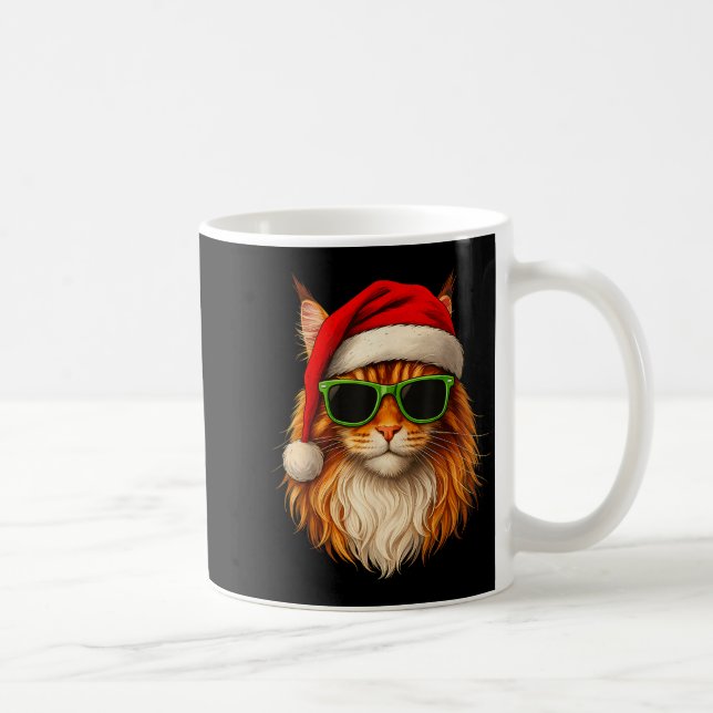 Meowy Catmas Santa Hat Maine Coon Cat Christmas Pa Kaffemugg (Höger)