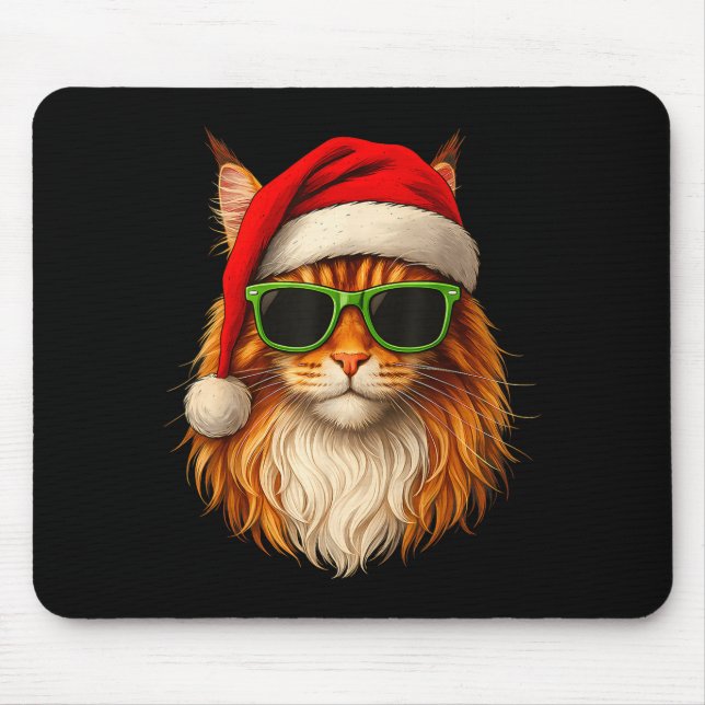 Meowy Catmas Santa Hat Maine Coon Cat Christmas Pa Musmatta (Framsidan)