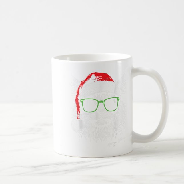 Meowy Catmas Santa Hatt Söt Katt Jul Pyjamas  Kaffemugg (Höger)